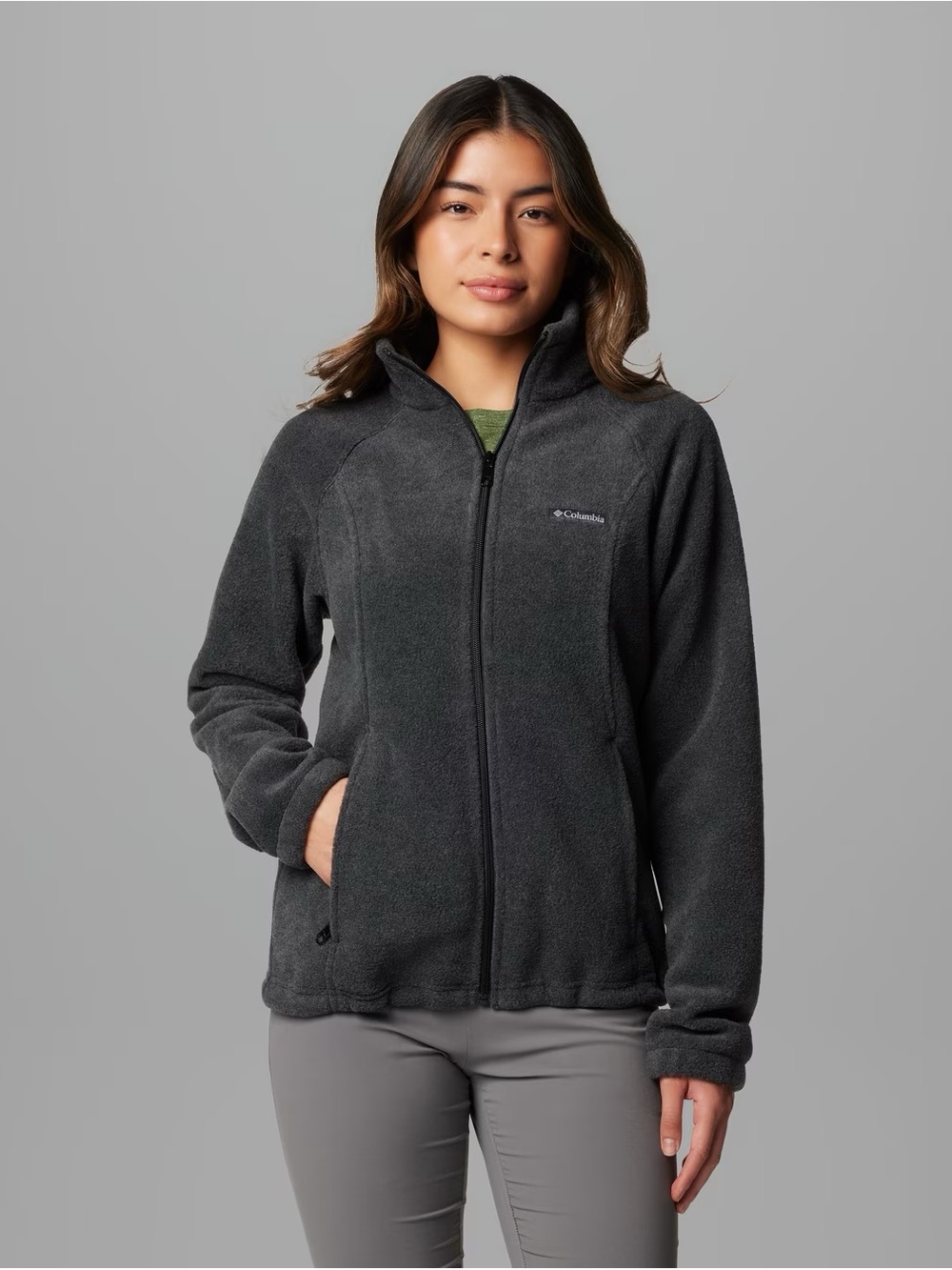 Columbia Women’s Full-Zip Teddy Jacket in Dark Gray